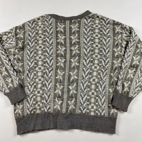 Vintage Celebrity Club Cardigan Sweater Mens Large Fair Isle Grunge Grandpa - Picture 3 of 8
